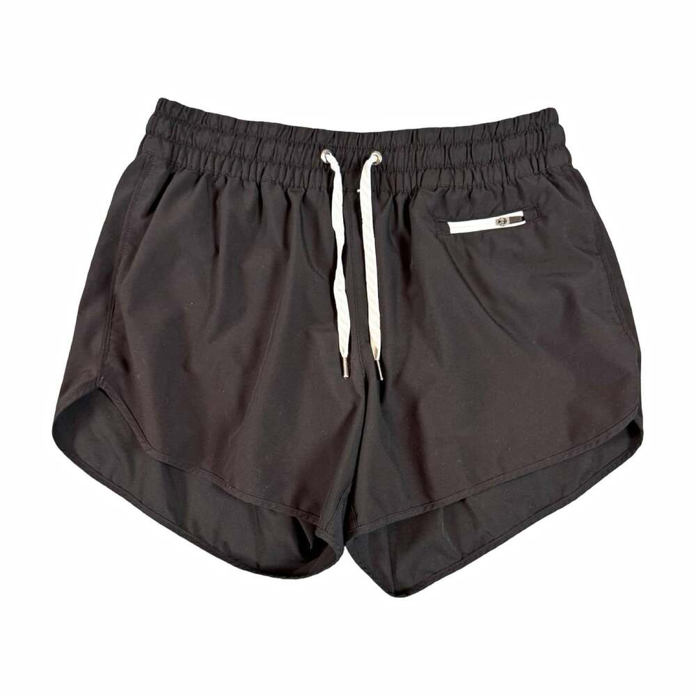 Vuori Women’s Black Athletic Activewear Yoga Shorts Drawstring Zip Size M